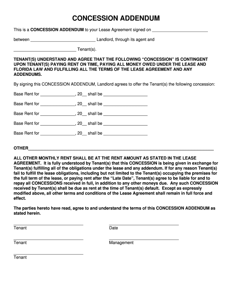 Concession Addendum  Form