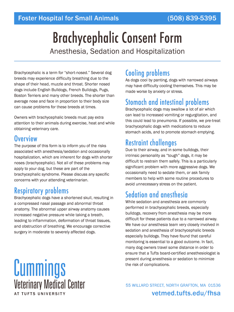 FHSA Brachycephalic Consent Form Vet Tufts