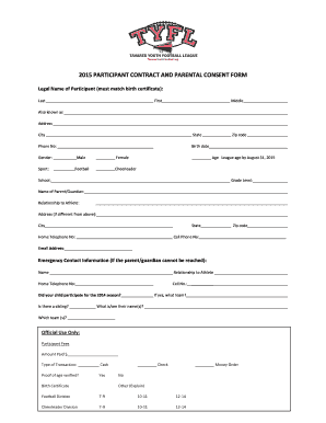 Parental Consent Form for Football