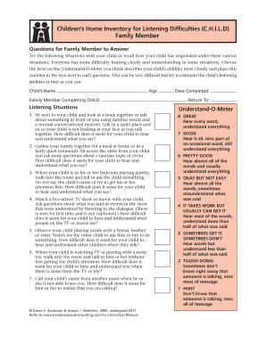 Childrens Home Inventory for Listening Difficulties C  Form