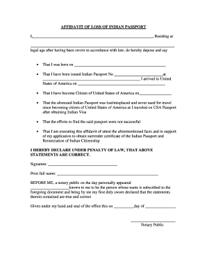 Sample Letter Affidavit of Loss Passport  Form