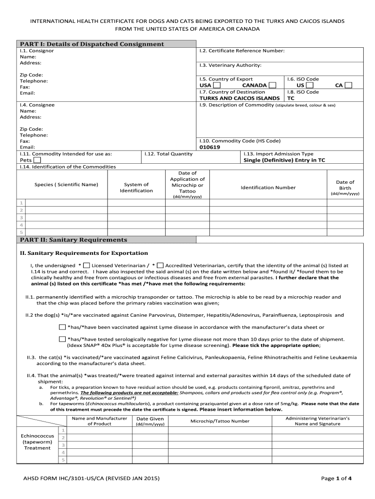 Health Certificate for Cats to Canada from China  Form