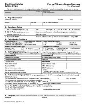 Energy Efficiency Design Summary City of Kawartha Lakes Kawarthalakes  Form