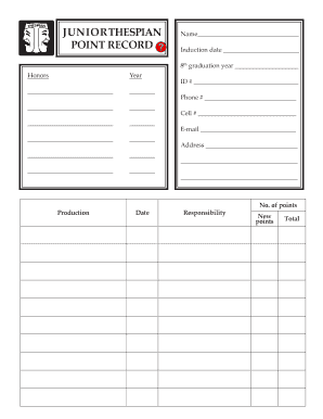 Thespian Point Sheet  Form