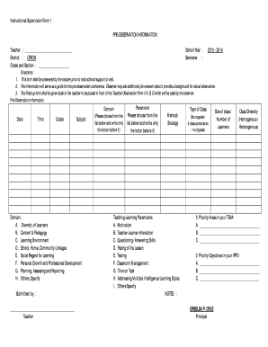 Instructional Supervision Form 1 PRE OBSERVATION