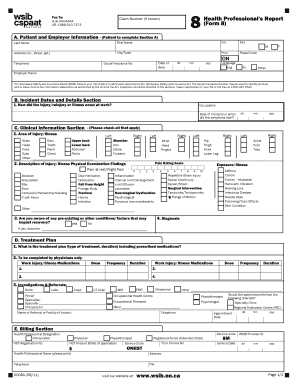 Health Professional&amp;#39;s Report Form 8 WSIB Ibew353