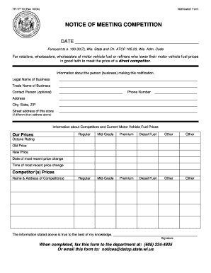 NOTICE of MEETING COMPETITION Datcp Wi  Form