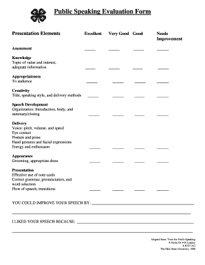 Public Speaking Evaluation Form