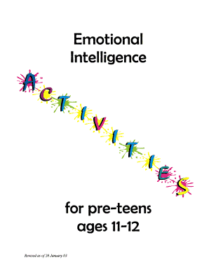 Emotional Intelligence for Pre Teens Ages 11 12 Ong Ohio  Form