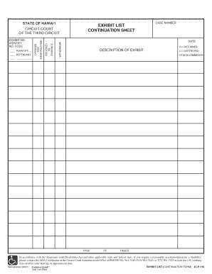  Third Circuit Hawaii Exhibit List 2007-2024