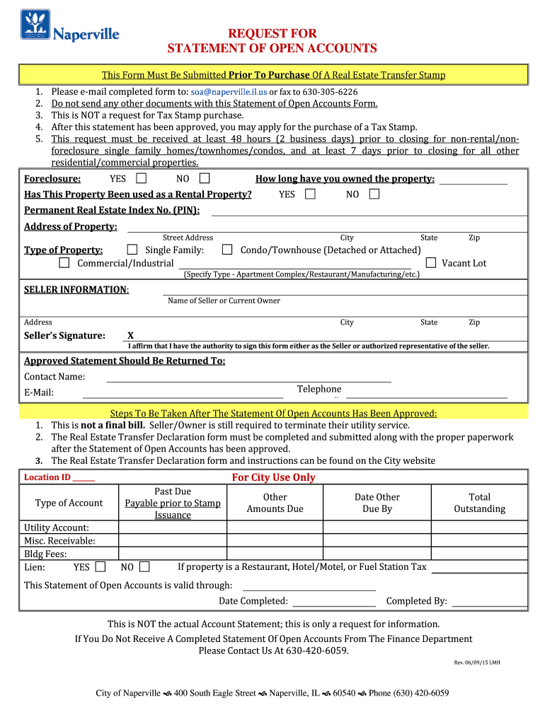 STATEMENT of OPEN ACCOUNTS  Form