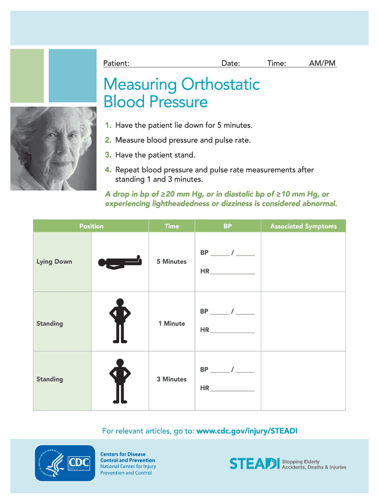 Cdc Gov Orthostatic Blood Pressure  Form