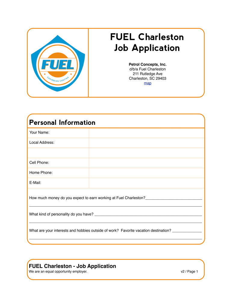 FUEL Charleston Job Application  Form
