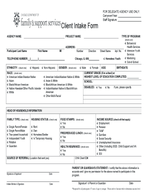 DFSS Intake Form Bright Star Community Outreach