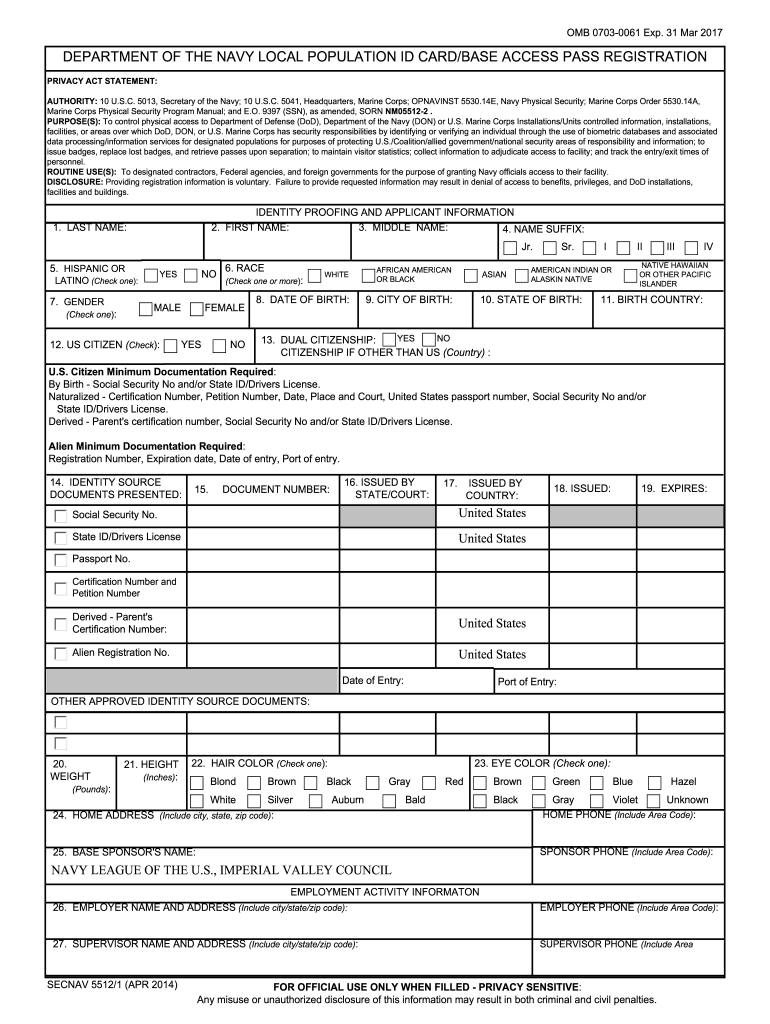 Secnav 5512 Word DOC  Form
