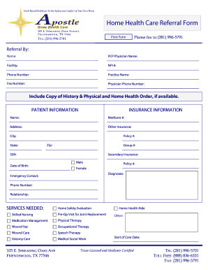 Home Health Referral Form