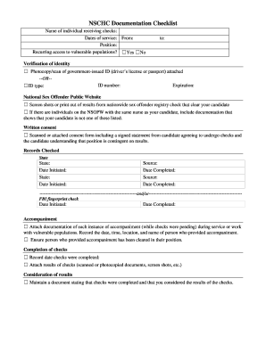 NSCHC Documentation Checklist PDF Nationalservice  Form