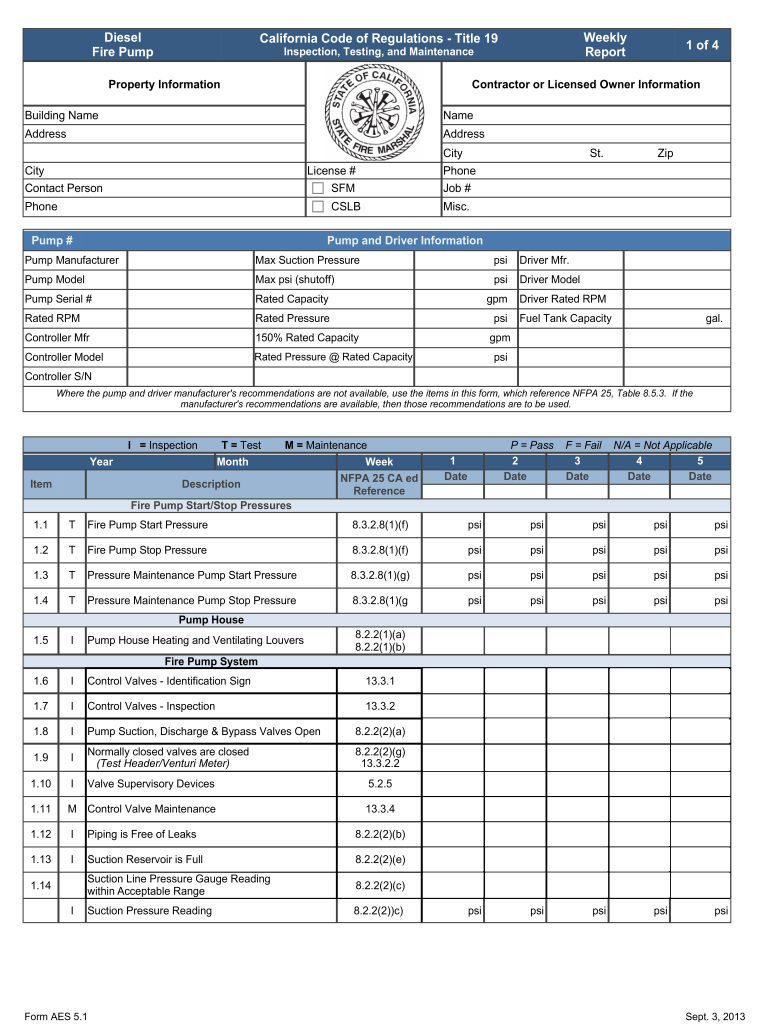 Aes Diesel Fire Pump PDF  Form