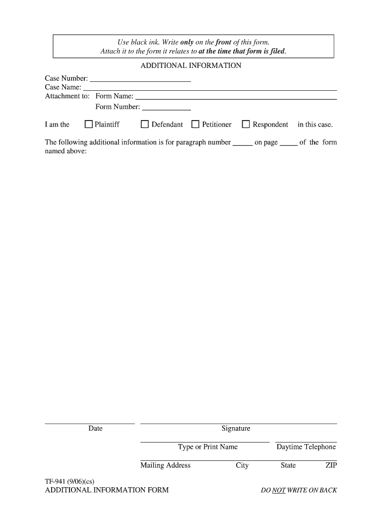 TF 941 Additional Information 9 06 PDF Fill in