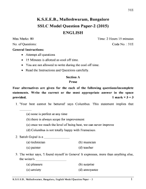 Model Question Paper  Form