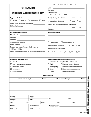 Diabetes Assessment Form PDF