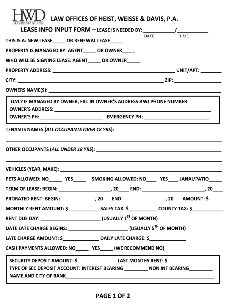 Evict Com Lease Input  Form