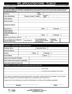 Rpl Application Form