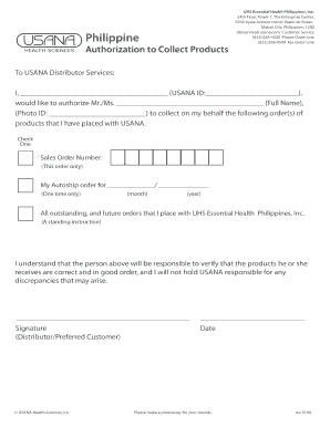 Usana Authorization Form