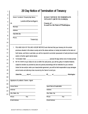 Washington State Rcw 58 Lease Termination Notice  Form