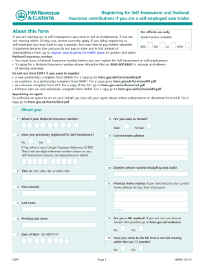 Register for Self Assessment  Form