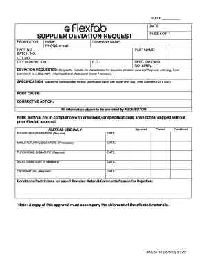 Deviation Request Form Template Excel