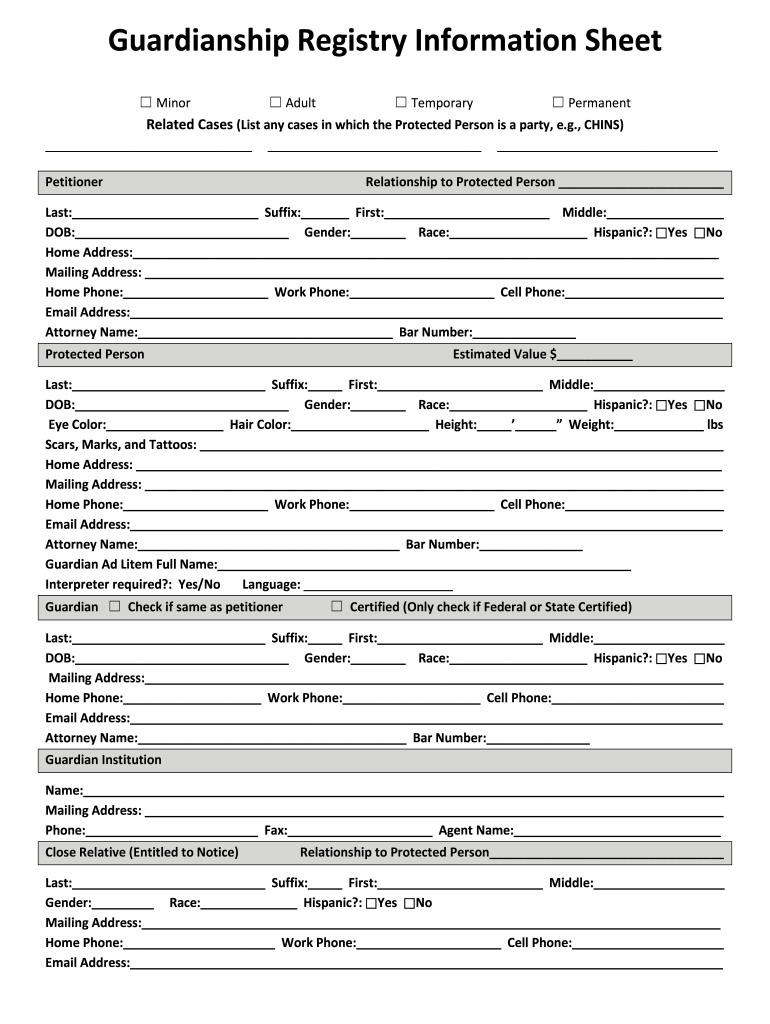 Indiana Guardianship Registry Information Sheet