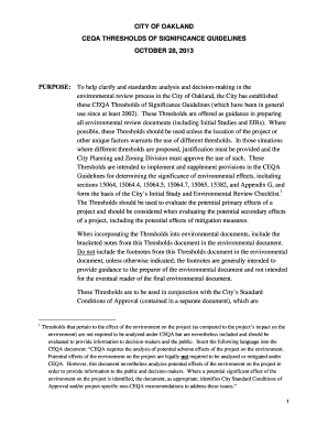 CEQA ThresholdsCriteria of Significance Guidelines City of Oakland  Form