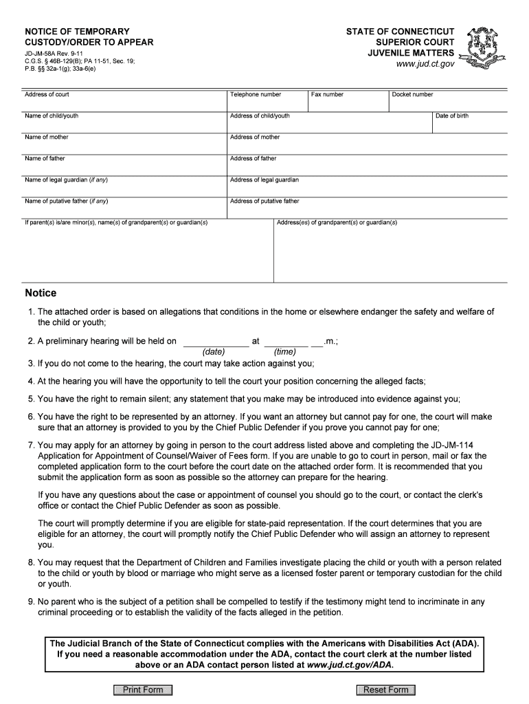  Official Court Forms of the Connecticut Judicial Branch Jud Ct 2011