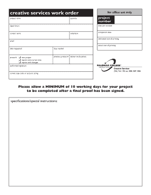 Creative Work Order  Form