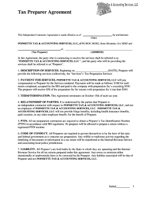 Tax Preparation Contract Template  Form