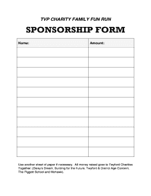 TVP CHARITY FAMILY FUN RUN SPONSORSHIP FORM Twyfordvillagepartnership Co