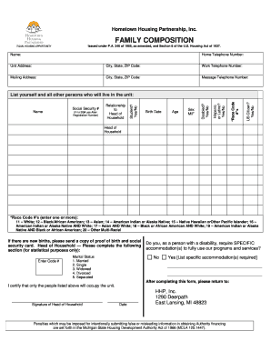 Family Composition  Form