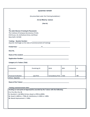 Quarterly Report Format Icsi