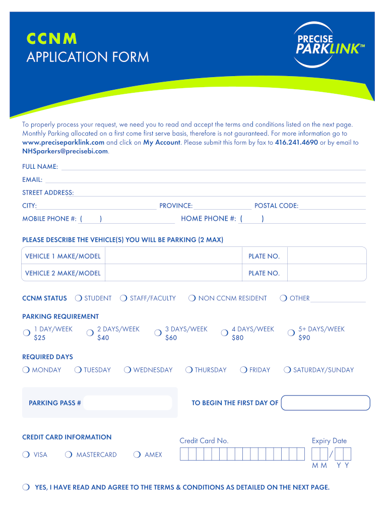 Precise Parklink Forms