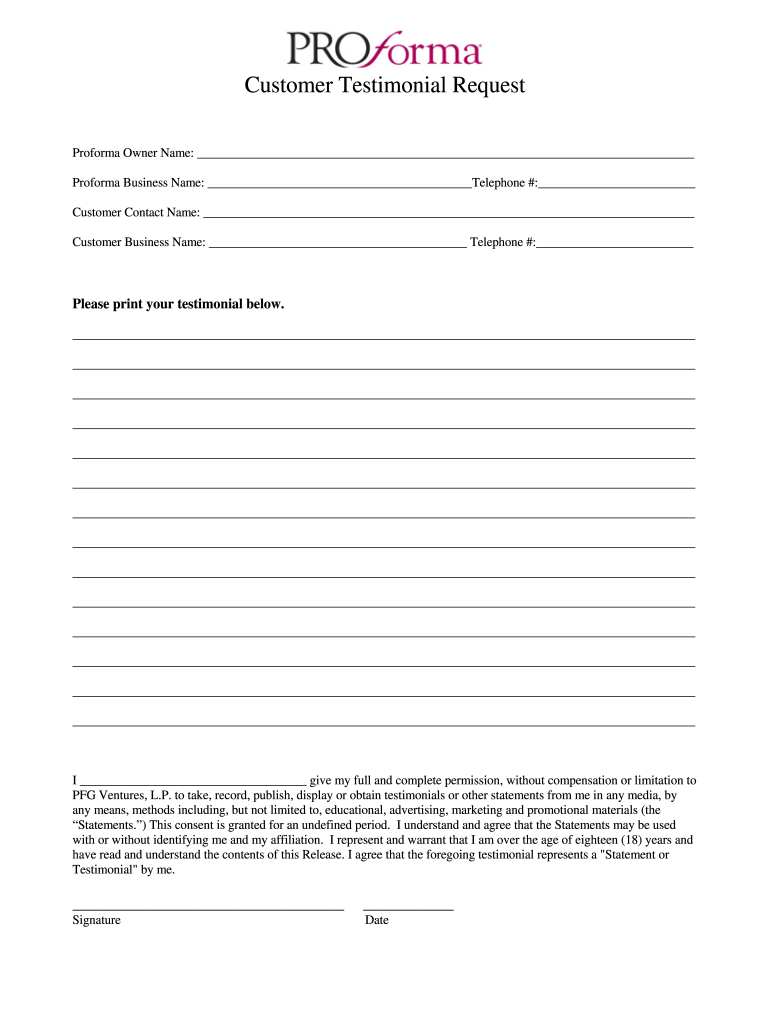 Customer Testimonial Release Form