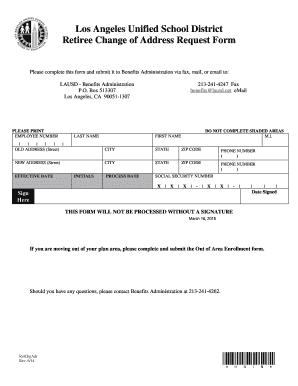 Lausd Change Address  Form