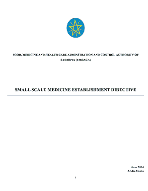 Small Scale Medicine Establishment Directive FMHACA  Form