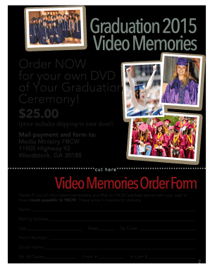  Graduation DVD Order Form PDF Cherokee K12 Ga 2015