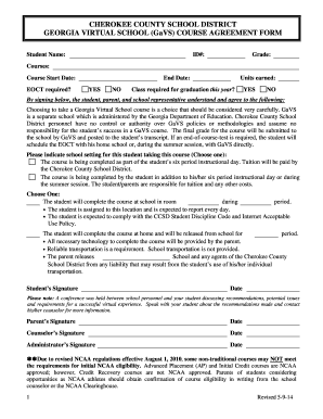 GaVS COURSE AGREEMENT FORM Cherokee K12 Ga