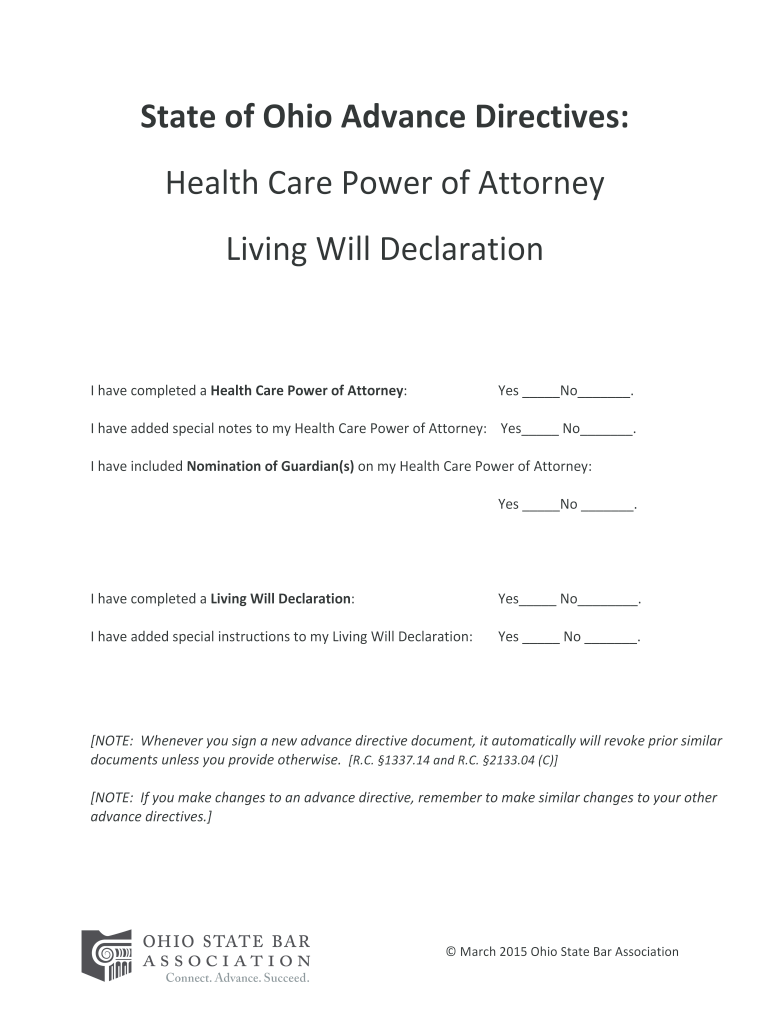 Ohio Advance Directives Fillable  Form