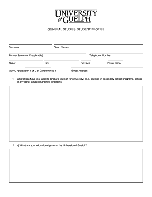Guelph Student Profile Form