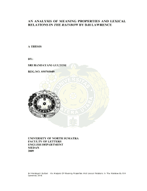 Thesis of Meaning Properties and Lexical Relations in the Rainbow by Dh Lawrence Form