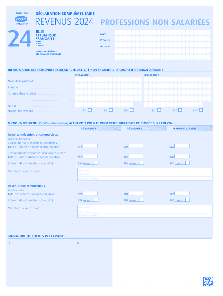  French Non Employee Income Tax Form 2042 C PRO 2024-2026