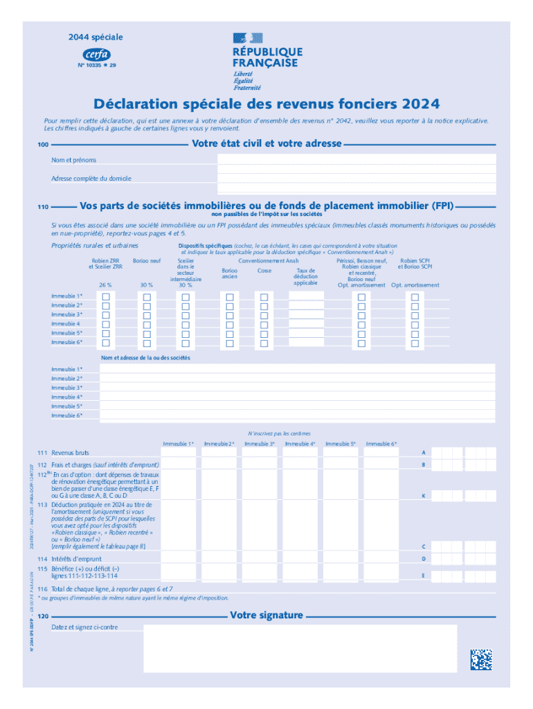 French Rental Income Tax Form